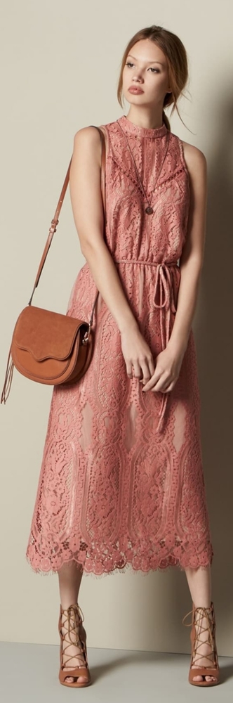 WHERE ARE YOU FROM(WRUF) BERRY LACE MIDI SLVLESS